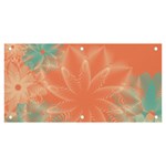 Teal Coral Abstract Floral Cream Banner and Sign 6  x 3  Front