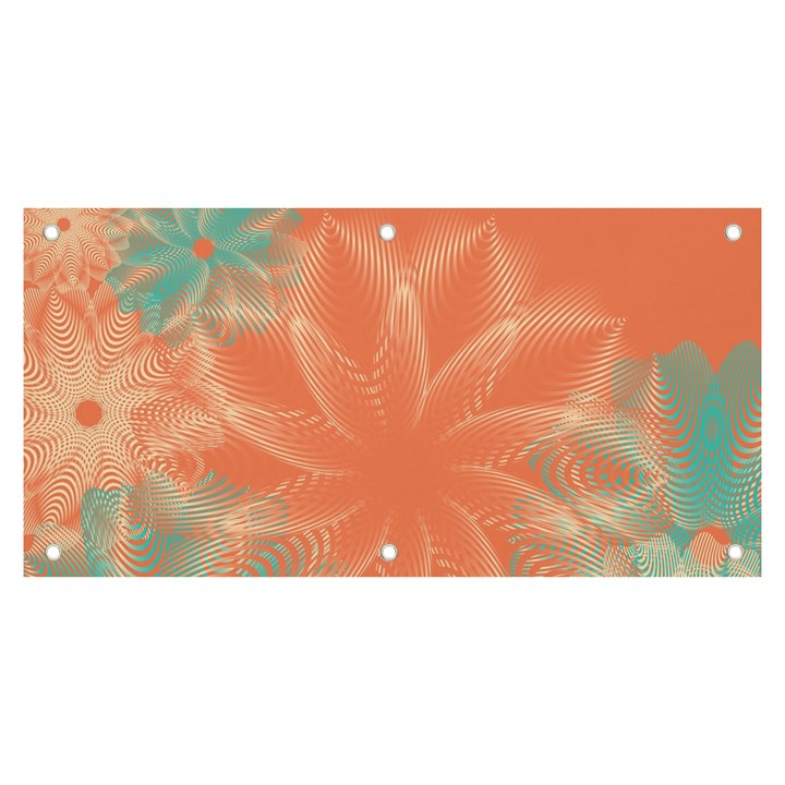 Teal Coral Abstract Floral Cream Banner and Sign 6  x 3 