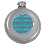 Abstract Chevron Zigzag Pattern Round Hip Flask (5 oz) Front