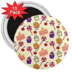 Cupcake Pattern Lollipop 3  Magnets (10 Pack)  by danenraven