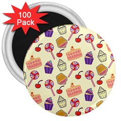 Cupcake Pattern Lollipop 3  Magnets (100 Pack) by danenraven