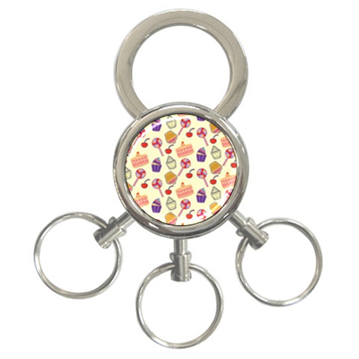 Cupcake Pattern Lollipop 3-Ring Key Chain