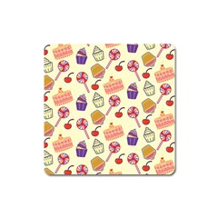 Cupcake Pattern Lollipop Square Magnet by danenraven