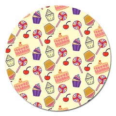 Cupcake Pattern Lollipop Magnet 5  (round) by danenraven