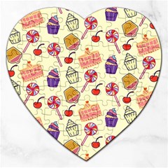 Cupcake Pattern Lollipop Jigsaw Puzzle (heart) by danenraven