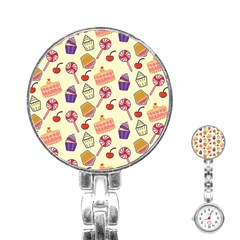 Cupcake Pattern Lollipop Stainless Steel Nurses Watch by danenraven