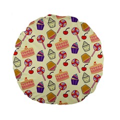 Cupcake Pattern Lollipop Standard 15  Premium Flano Round Cushions by danenraven