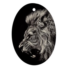 Angry Male Lion Ornament (oval) by Jancukart