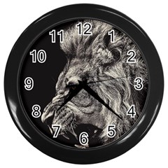 Angry Male Lion Wall Clock (black) by Jancukart