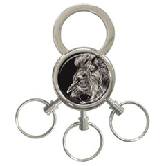 Angry Male Lion 3-ring Key Chain by Jancukart