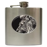 Angry Male Lion Hip Flask (6 oz) Front