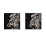 Angry Male Lion Cufflinks (Square) Front(Pair)