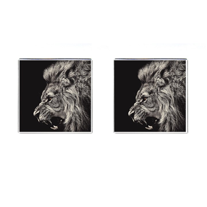 Angry Male Lion Cufflinks (Square)