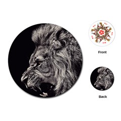 Angry Male Lion Playing Cards Single Design (round) by Jancukart