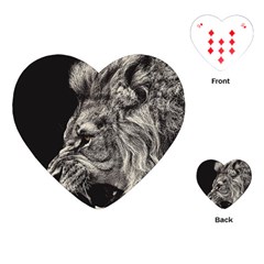 Angry Male Lion Playing Cards Single Design (heart) by Jancukart