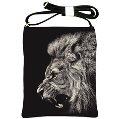 Angry Male Lion Shoulder Sling Bag by Jancukart