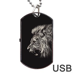 Angry Male Lion Dog Tag Usb Flash (one Side) by Jancukart