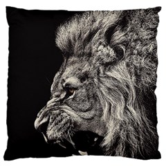 Angry Male Lion Large Flano Cushion Case (one Side)