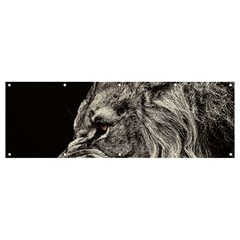 Angry Male Lion Banner And Sign 12  X 4  by Jancukart