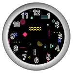 Geometric Art Colorful Shape Wall Clock (Silver) Front