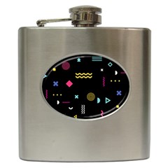 Geometric Art Colorful Shape Hip Flask (6 Oz) by Ravend