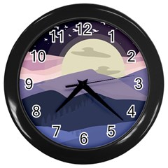 Illustration People Enjoying Summer Season Wall Clock (black) by Ravend