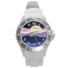 Illustration People Enjoying Summer Season Round Plastic Sport Watch (l) by Ravend