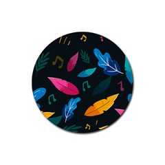 Illustrations Background Pattern Leaves Leaf Nature Texture Rubber Round Coaster (4 Pack) by Ravend