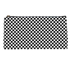 Black And White Background Black Board Checker Pencil Case by Ravend