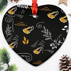 Illustration Leaves Leaf Naturecoffee Digital Paper Cup Heart Ornament (two Sides) by Ravend