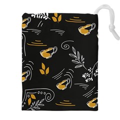 Illustration Leaves Leaf Naturecoffee Digital Paper Cup Drawstring Pouch (4xl) by Ravend