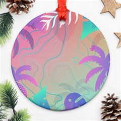 Nature Palm Tree Leaves Leaf Plant Tropical Ornament (round) by Ravend