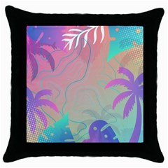 Nature Palm Tree Leaves Leaf Plant Tropical Throw Pillow Case (black) by Ravend