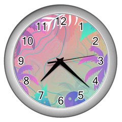 Nature Palm Tree Leaves Leaf Plant Tropical Wall Clock (silver) by Ravend