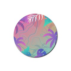 Nature Palm Tree Leaves Leaf Plant Tropical Rubber Coaster (round) by Ravend