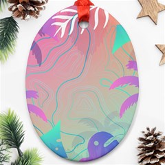 Nature Palm Tree Leaves Leaf Plant Tropical Oval Ornament (two Sides)