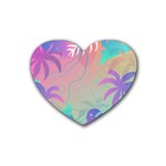 Nature Palm Tree Leaves Leaf Plant Tropical Rubber Heart Coaster (4 pack) Front