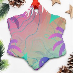 Nature Palm Tree Leaves Leaf Plant Tropical Snowflake Ornament (two Sides)