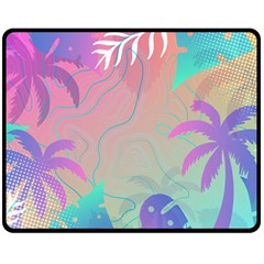 Nature Palm Tree Leaves Leaf Plant Tropical Double Sided Fleece Blanket (medium)  by Ravend