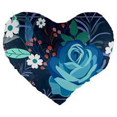 Floral Background Digital Art Large 19  Premium Flano Heart Shape Cushions by Ravend