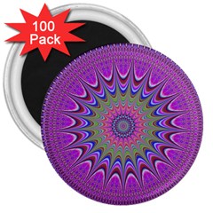 Art Mandala Design Ornament Flower 3  Magnets (100 Pack) by Ravend