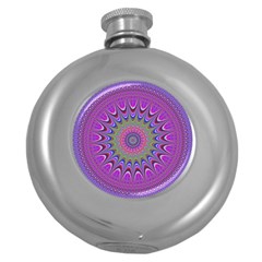 Art Mandala Design Ornament Flower Round Hip Flask (5 oz)