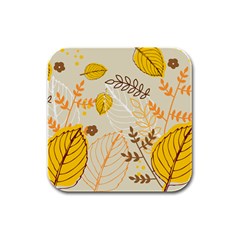 Nature Leaves Leaf Flowers Flower Background Wallpaper Rubber Square Coaster (4 pack)