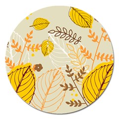 Nature Leaves Leaf Flowers Flower Background Wallpaper Magnet 5  (Round)