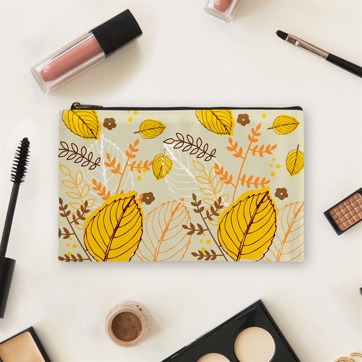 Nature Leaves Leaf Flowers Flower Background Wallpaper Cosmetic Bag (Medium)