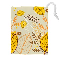 Nature Leaves Leaf Flowers Flower Background Wallpaper Drawstring Pouch (5xl)