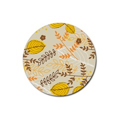 Leaf Leaves Flower Background Wallpaper Rubber Round Coaster (4 Pack) by danenraven