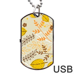 Leaf Leaves Flower Background Wallpaper Dog Tag Usb Flash (one Side) by danenraven