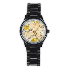 Leaf Leaves Flower Background Wallpaper Stainless Steel Round Watch by danenraven