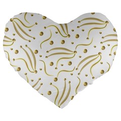 Illustration Pattern Seamless Golden 3d Large 19  Premium Flano Heart Shape Cushions by danenraven